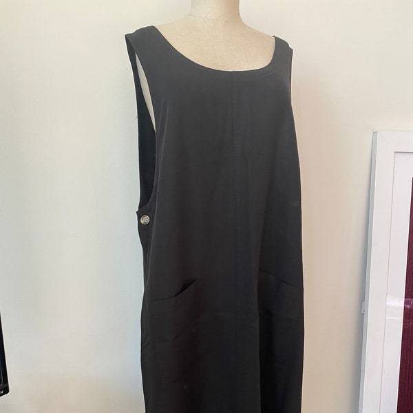 Amy K.S. Black 1990's Minimalist Overall Jumper Maxi Dress