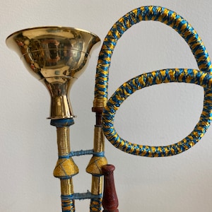 Brass and Glass Base Hookah With Hose