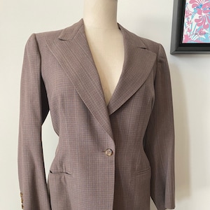 Brown/ Blue Checked Wool 1940&#39;s Women&#39;s WWII Jacket