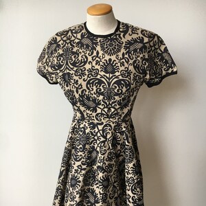 Black And Beige Cotton Swing Dancing Cocktail Dress