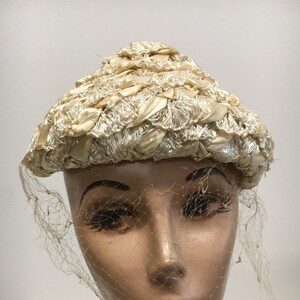 Vintage Dayton&#39;s French Room White Woven Straw Hat