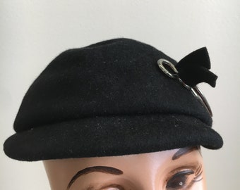Black Wool 1930's Hat