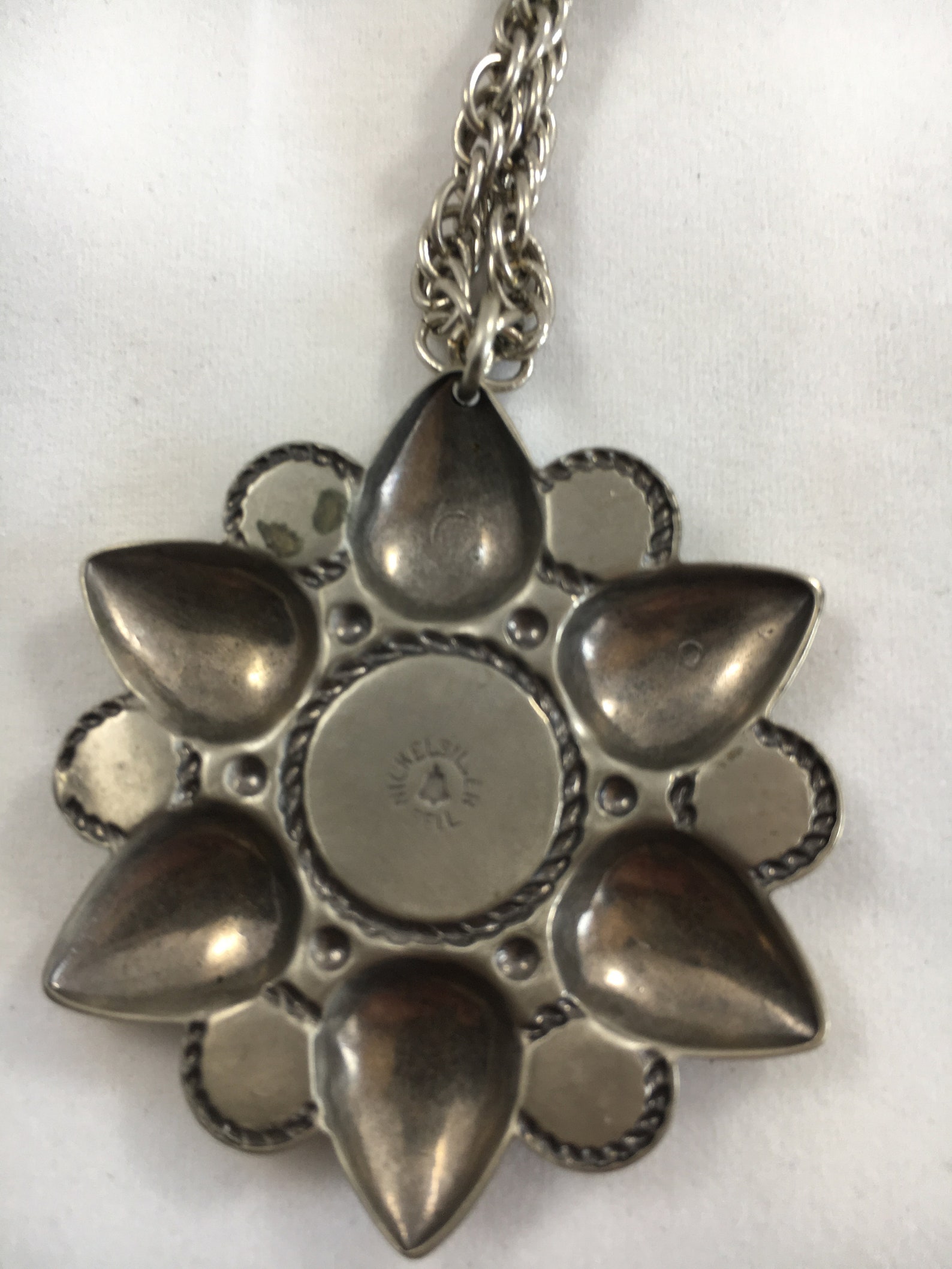 Bell Nickel Silver Flower Pendant Etsy