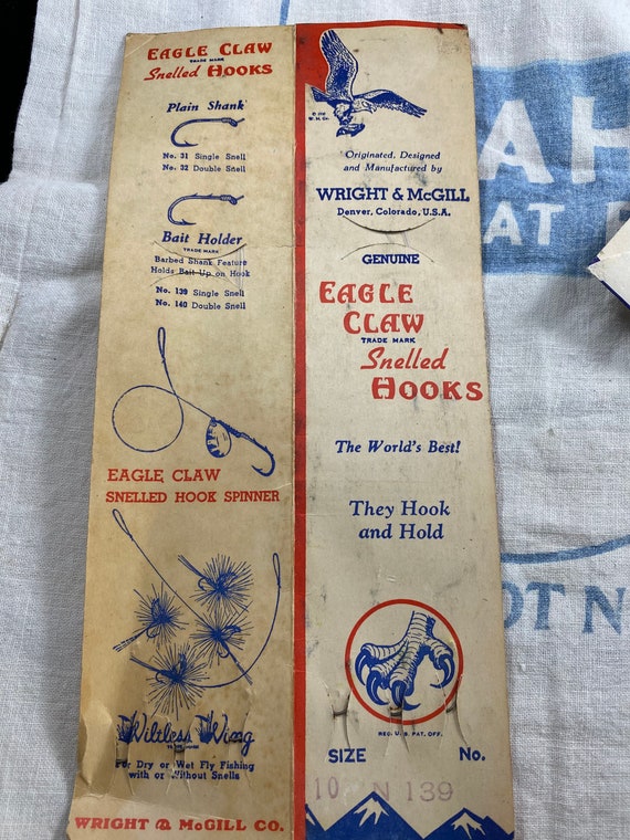 1930's Wright and Mcgill Eagle Claw Fishing Hooks Display -  Canada