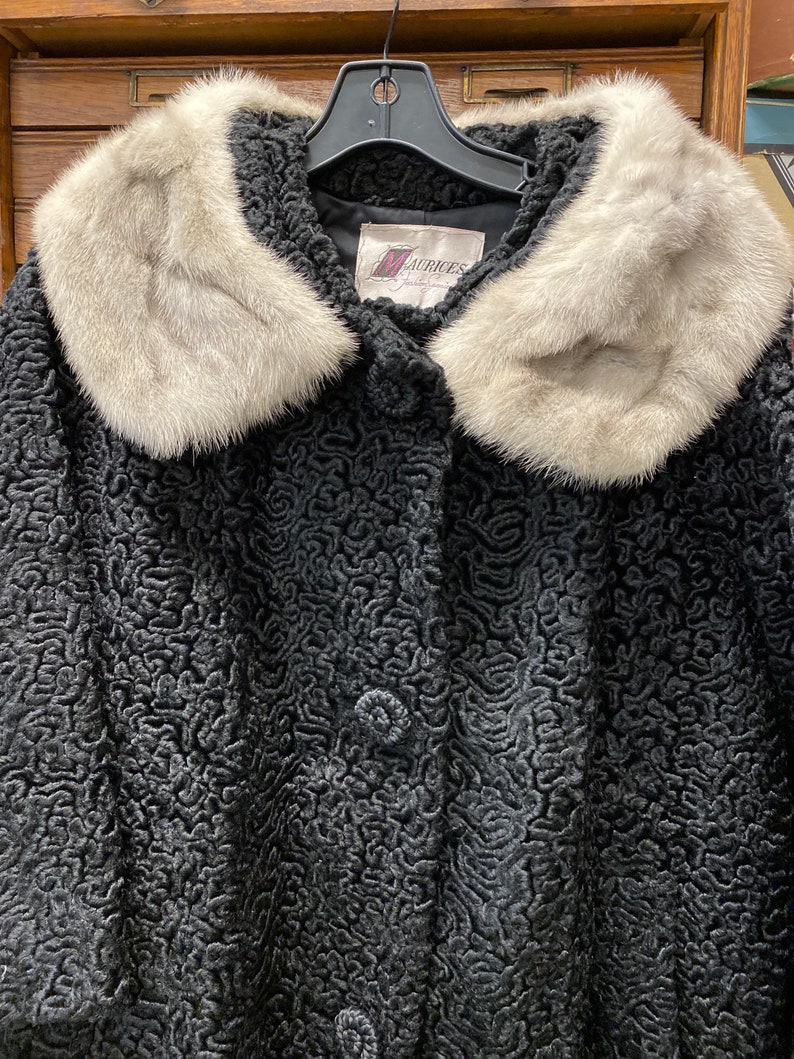 Persian Lambs Wool Curly Coat With Silver Mink Collar Large | Etsy