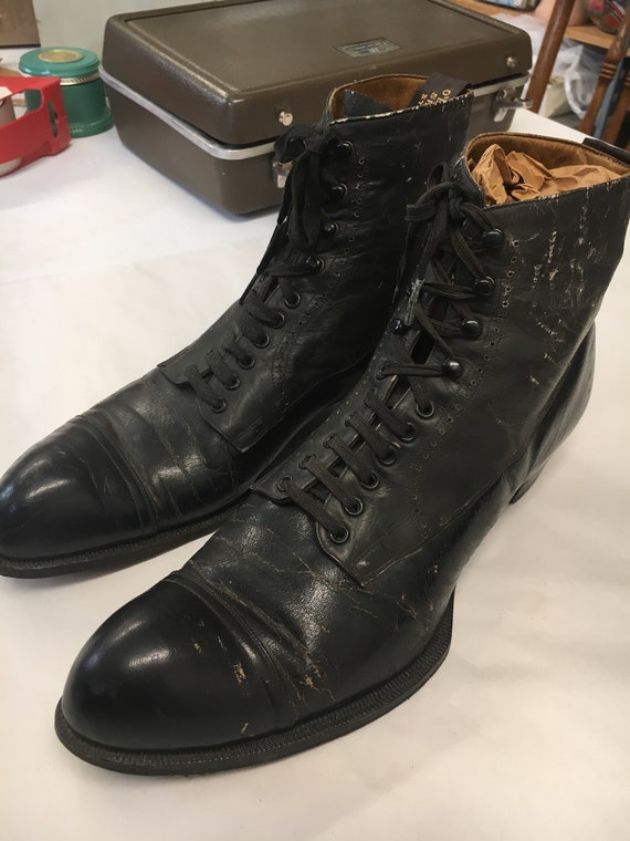 Men's Vintage Black Victorian Boots