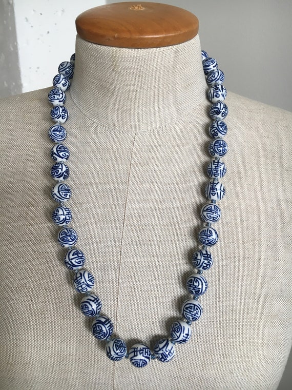 blue and white porcelain ribbon necklace tanakadaisuke BLUE AND