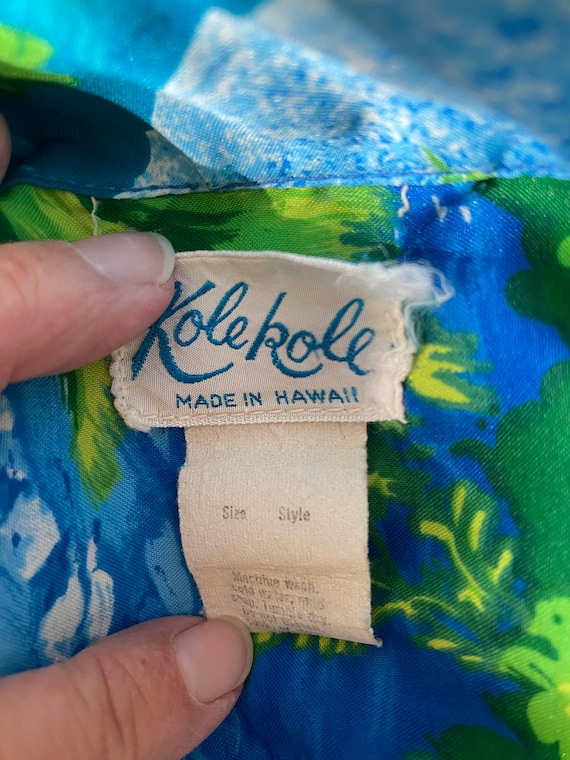 Kolekole Nylon Hawaiian Shirt Blue Hawaiian Luau … - image 7