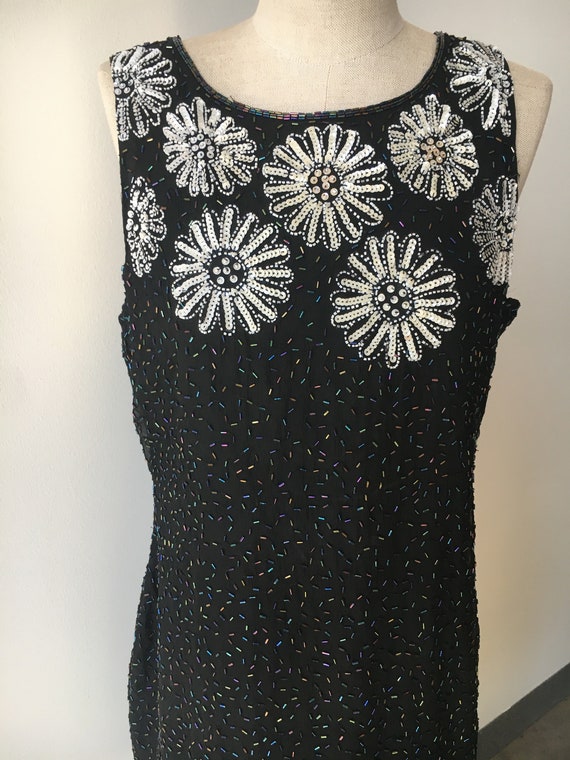 Black And White Daisy Sequined Dress With Bolero … - image 4