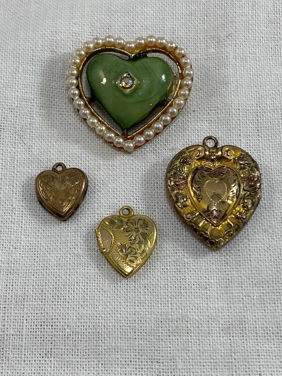 Heart Lockets Gold Filled Victorian Edwardian Broo