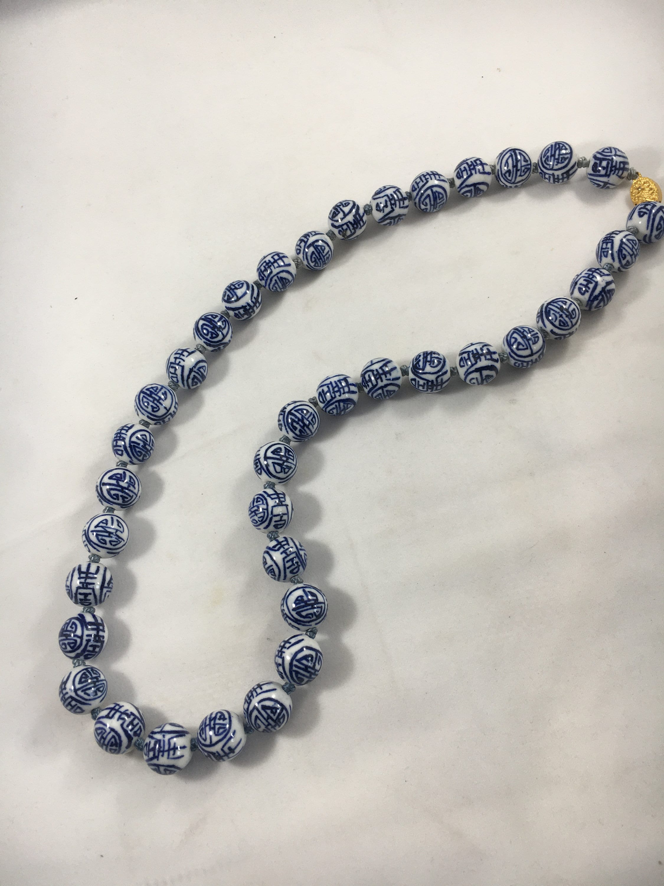 Chinese Porcelain Blue and White Longevity Necklace - Etsy