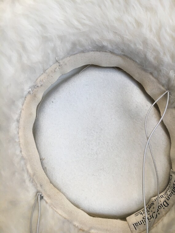 Miss Dior Vintage Cream Faux Fur Christian Dior Hat with Coral Trim 1960s christian dior hat~ - Gem main image 2