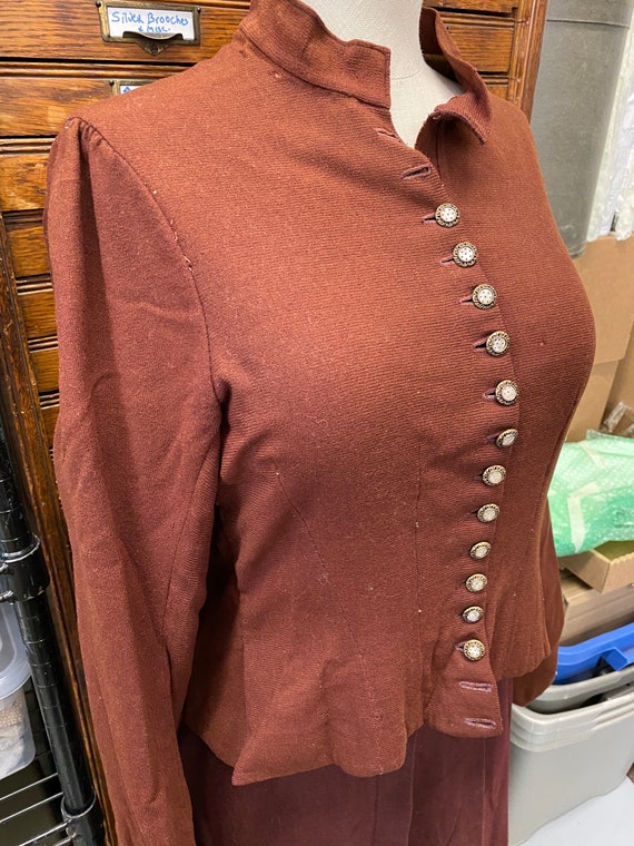 Brown Wool Victorian Bodice Jacket - image 2