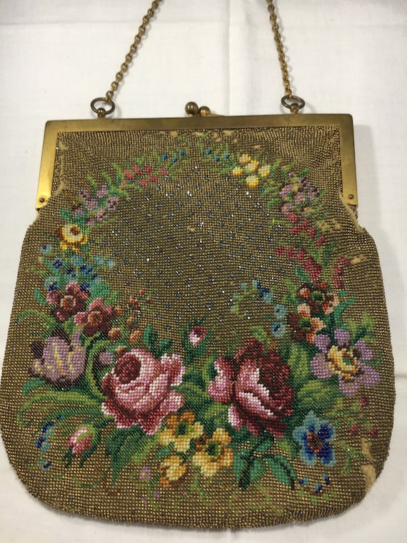 Micro Beaded Floral Vintage Handbag