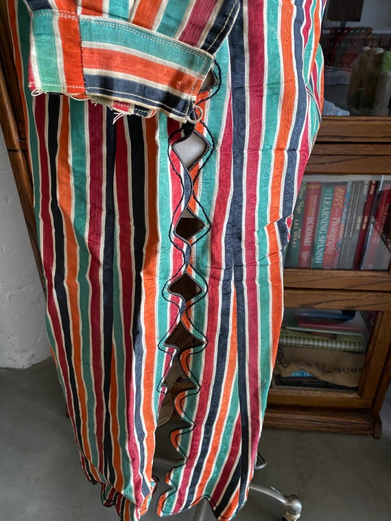 Hand Stitched Antique Striped Theater Costume Rob… - image 4
