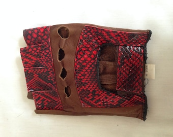 Left 1980&#39;s Leather Fingerless Glove