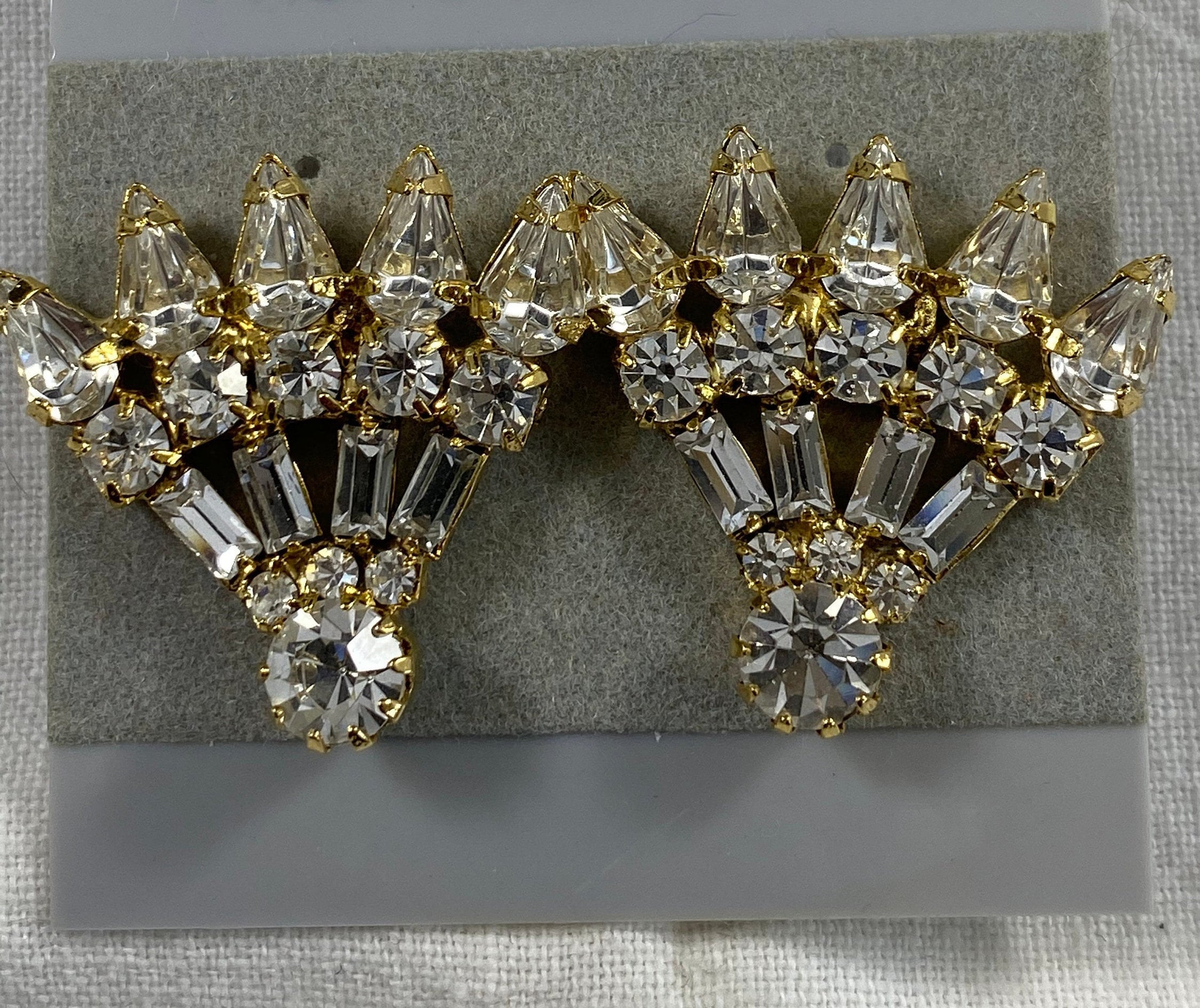 Pierced Goldtoned Rhinestone Spray Earrings - Etsy