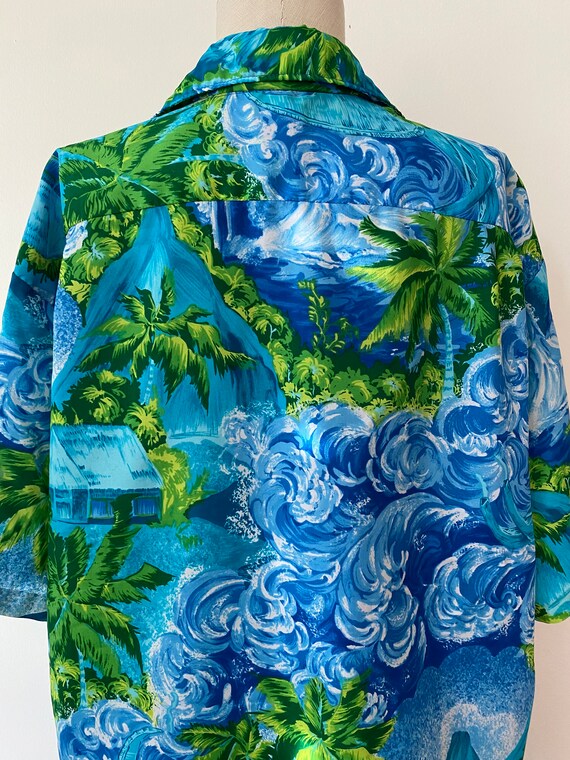 Kolekole Nylon Hawaiian Shirt Blue Hawaiian Luau … - image 6