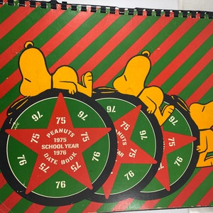 1975 1976 Peanuts School Year Date Book Calendar September Through