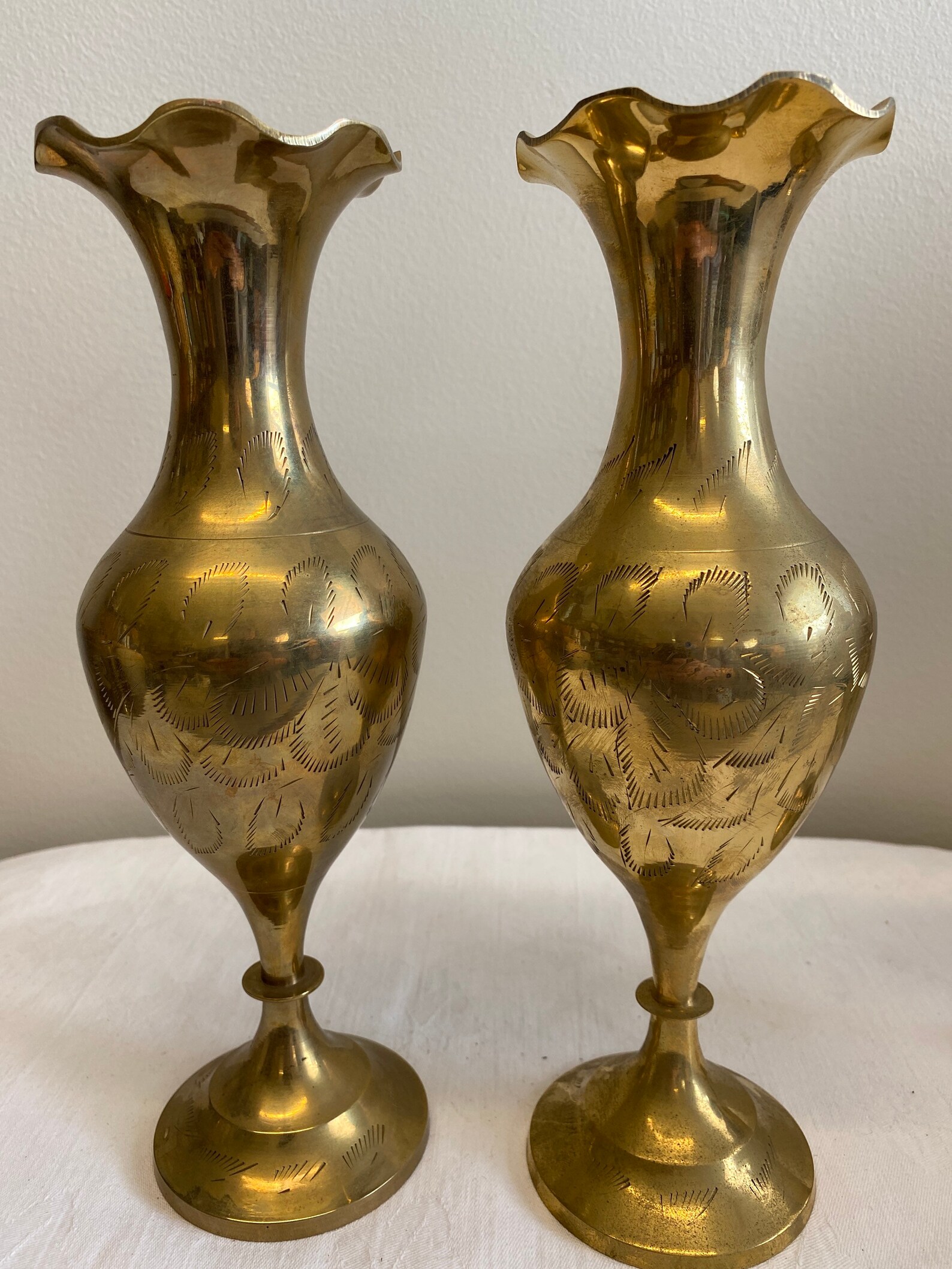 Brass Ornamental Vases Set of 3 Etsy