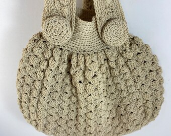 Crème Corde Crochet 1930's Pouch Handbag Wedding Purse