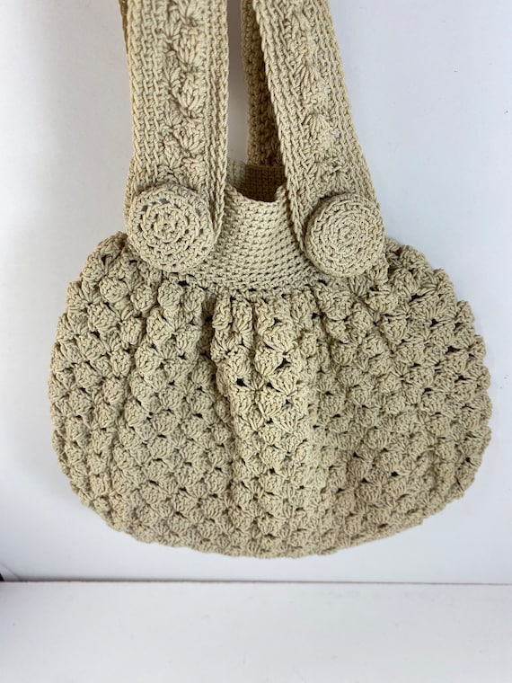 Cream Corde Crochet 1930's Pouch Handbag Wedding P