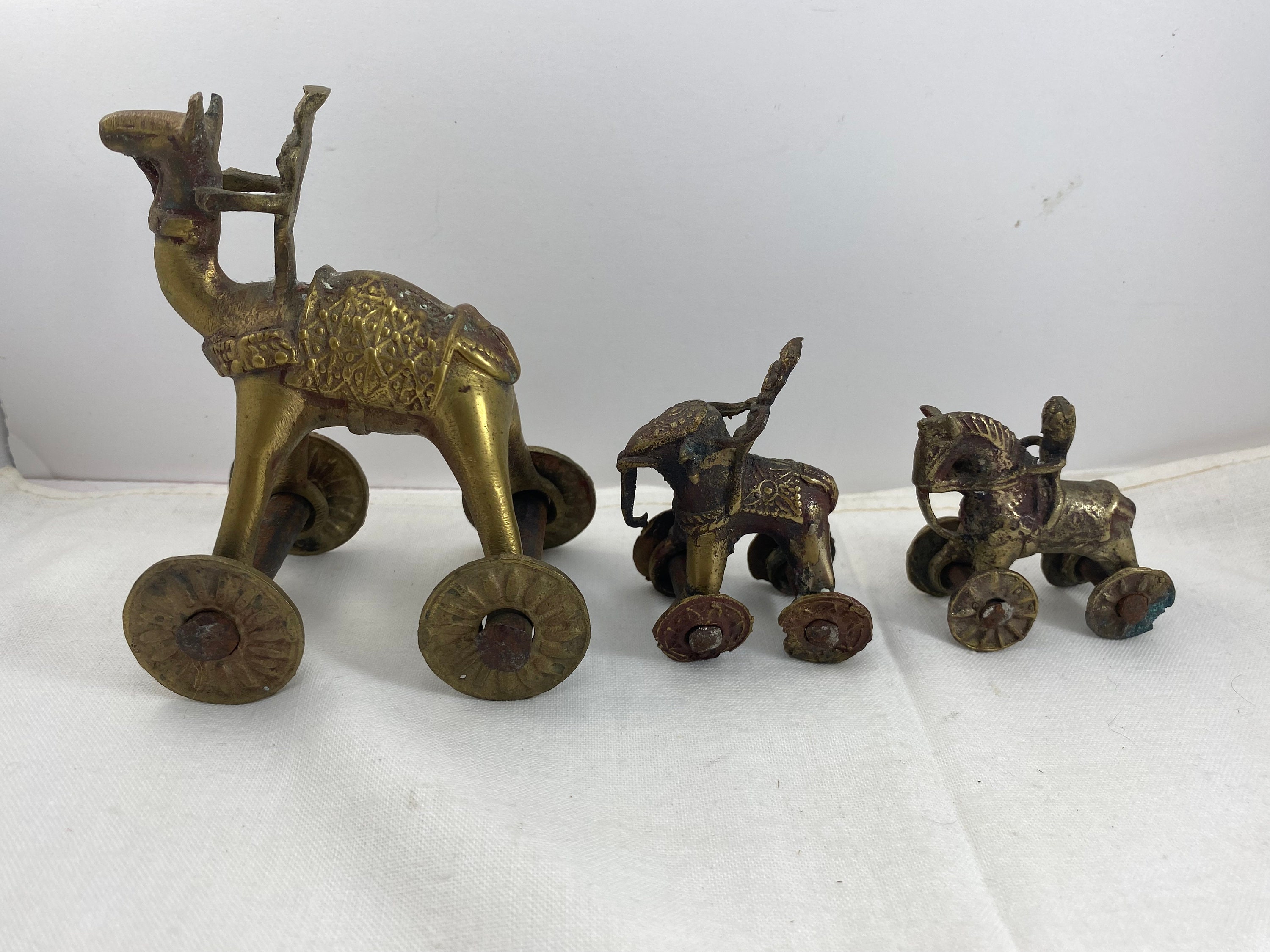 Brass Temple Toys Set of 3 Camel Elephant Horse - Etsy