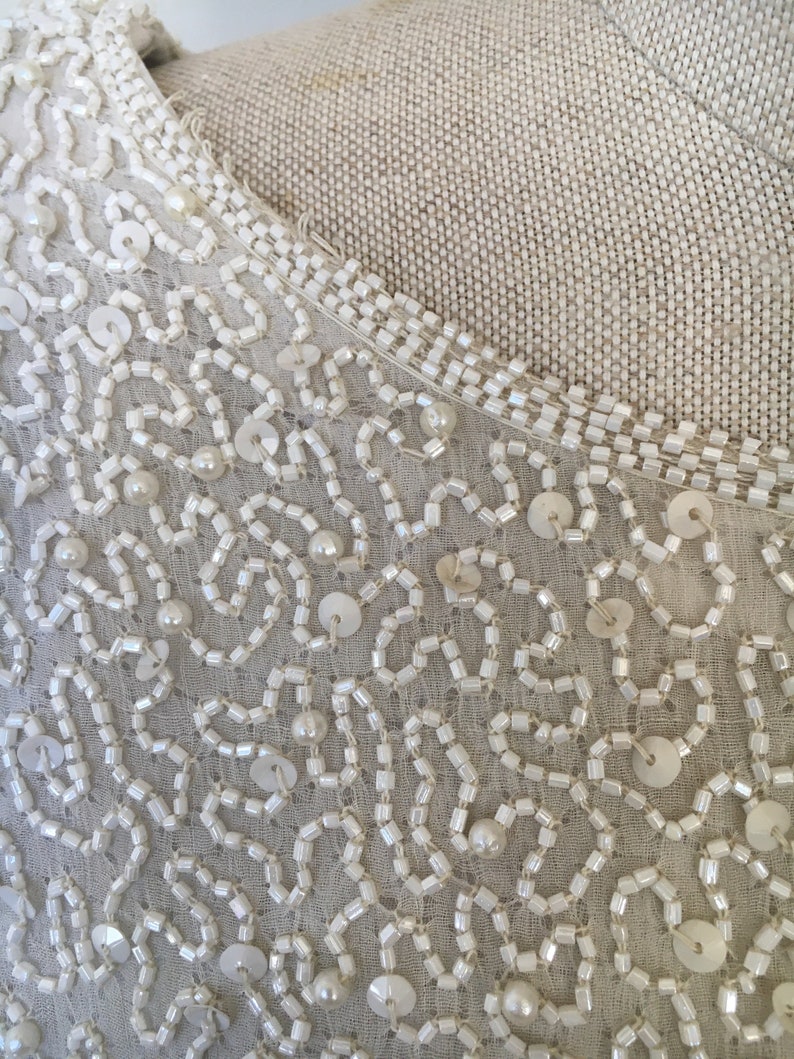Elegant White Beaded Evening Dress