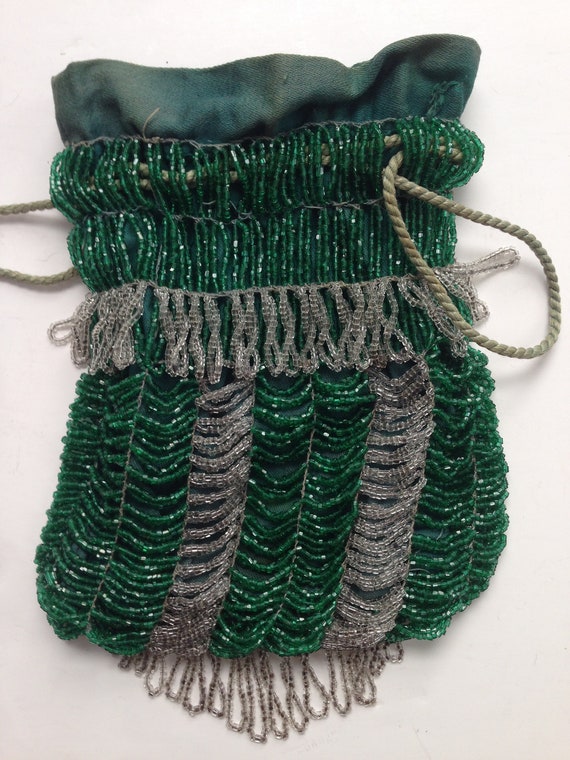 Green 1920's Beaded Evening Handbag
