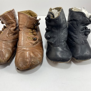 Victorian Toddler Button Up Leather Shoes Brown Or Black CHOICE