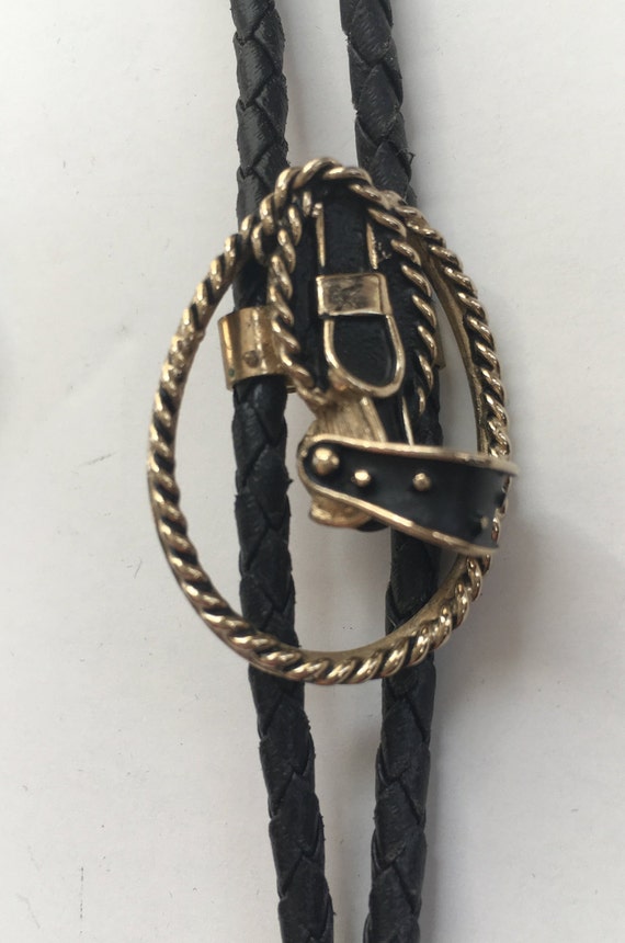 Horse Riding Stirrup Bolo Tie Gem