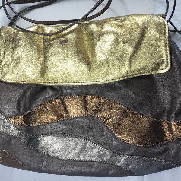 Leather Bronze And Gold Pouch Purse By Letisse