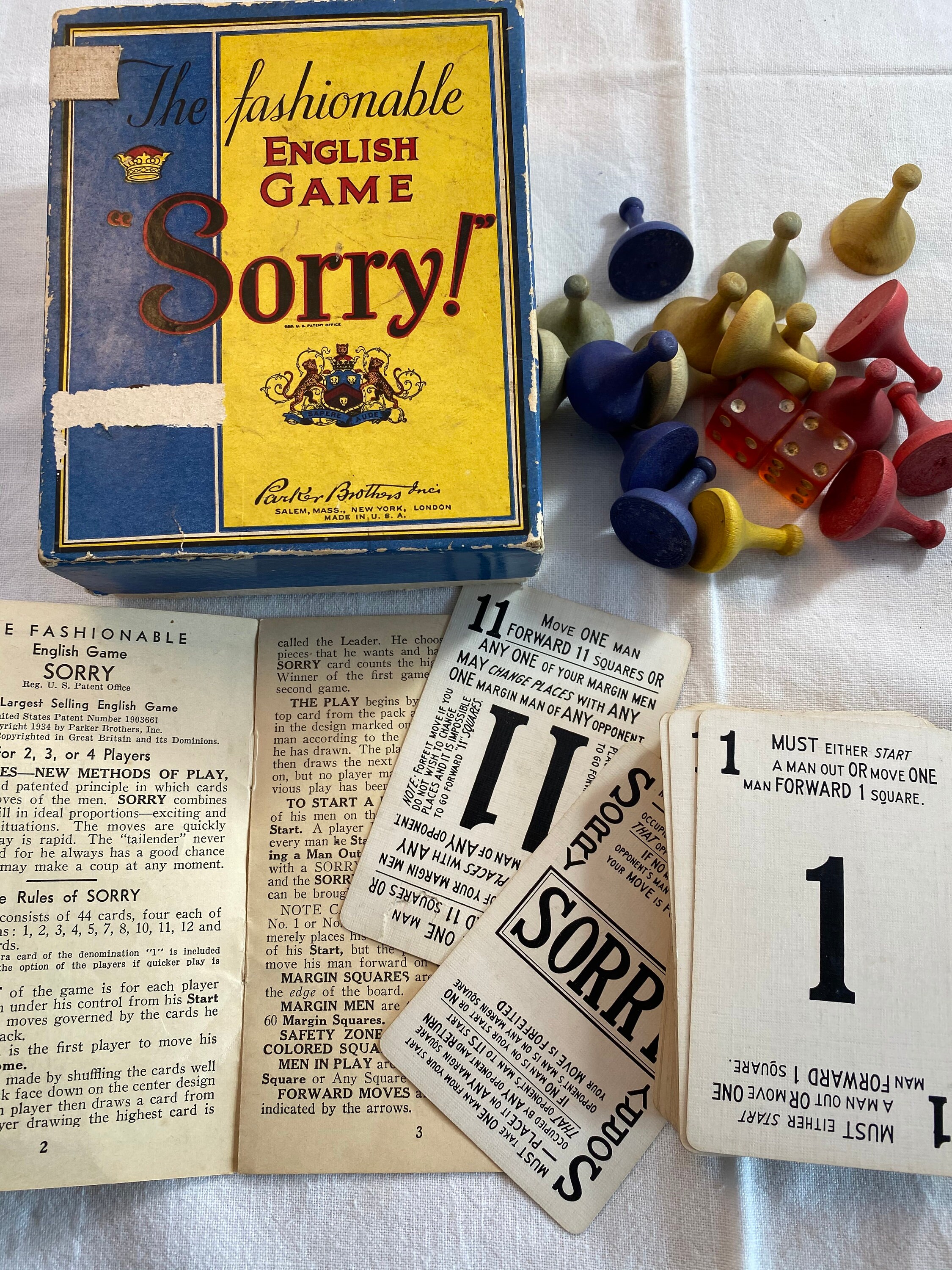 The Fashionable English Game Of Sorry 1934 Etsy