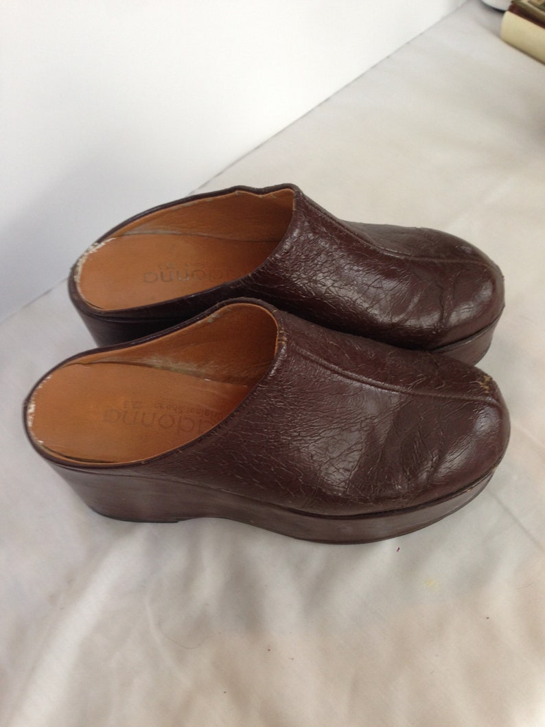 1970 Brown Platform Clog Shoes Etsy