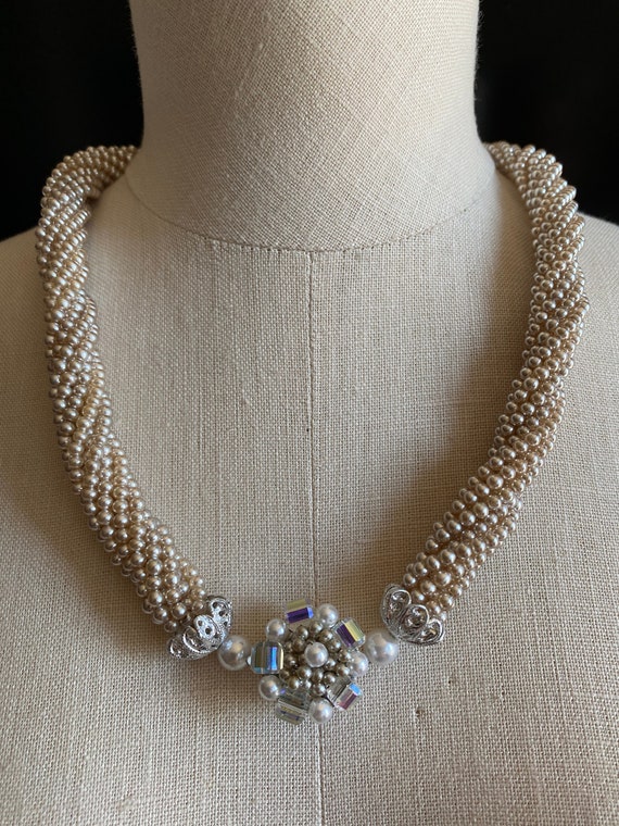 Twisted Bridal Faux Pearl Choker With Matching Ear