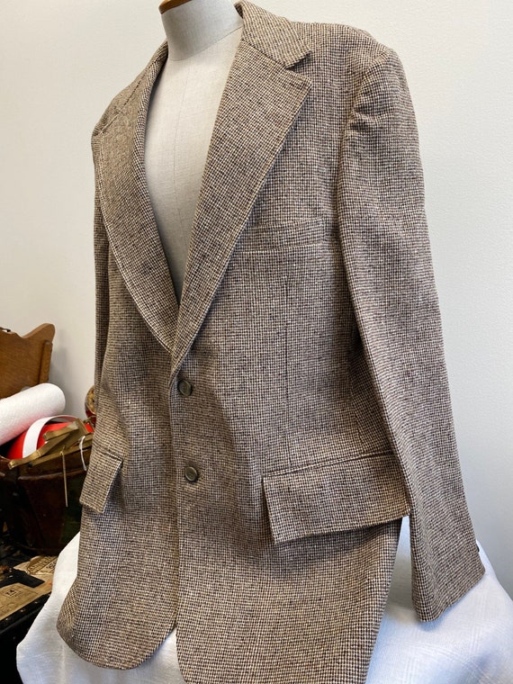 Brown Tweed Vintage Men's Sport Coat Jacket By Mad