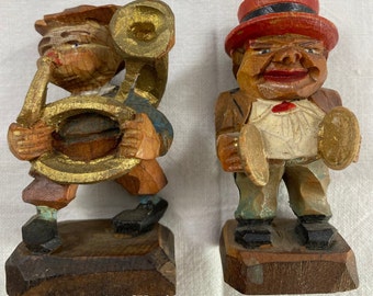 Anri Miniature  Carved Wood Folk Art Musicians Tuba Player Or Cymbal Player CHOICE