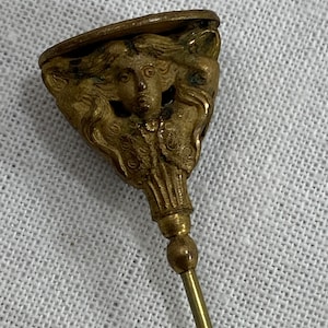 Antiguo Repujado Oro Lleno Sombrero Pin Art Nouveau Mujer