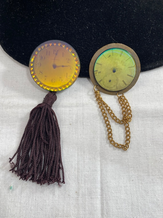 1990'S Hologram Clock Time Piece Brooches CHOICE - image 1