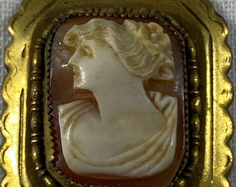 Antique Cameo With Brass Chain