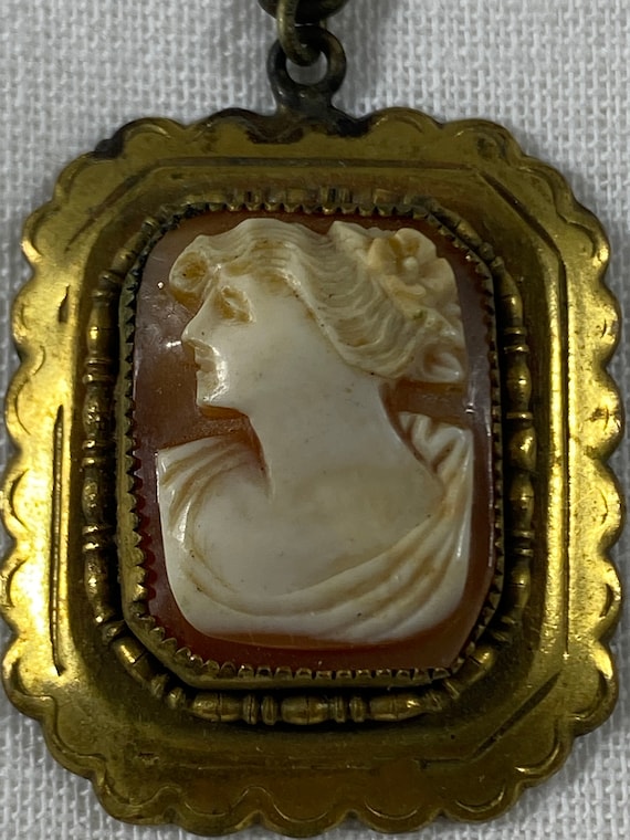 Antique Cameo With Brass Chain - image 1