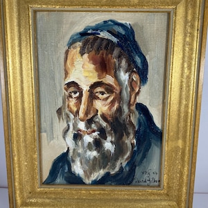 David Gilboa Oil Original Framed Rabbi Painting Judica