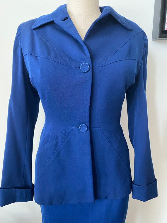 1940's Blue Wool Jacket And Skirt - Gem