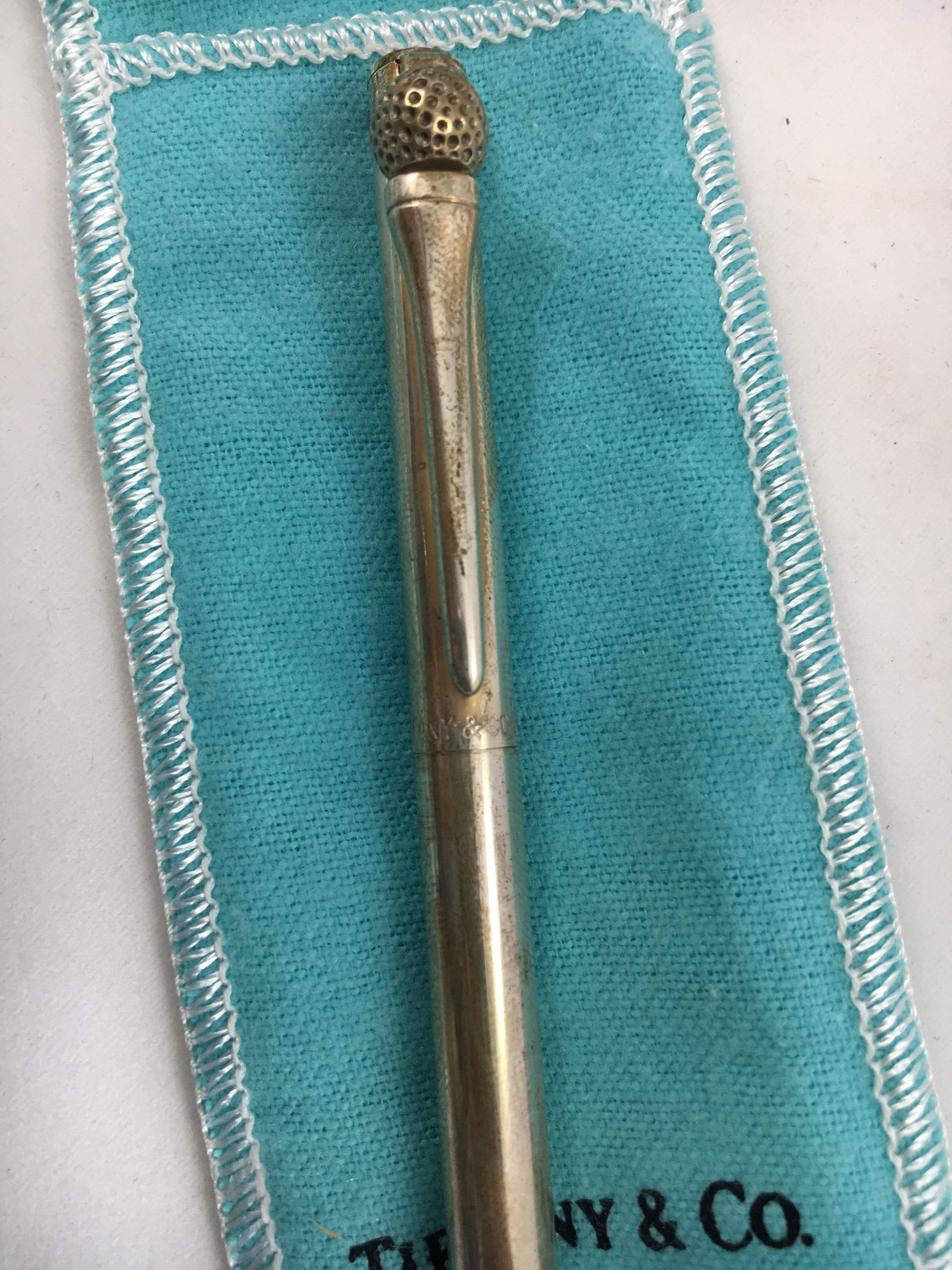 Tiffany & Co. sterling silver pen in original box and felt pouch