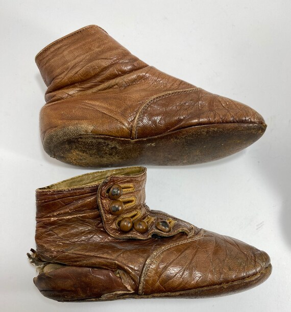Victorian Toddler Button Up Leather Shoes Brown O… - image 7