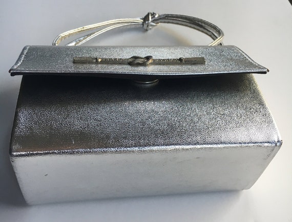 Silver Lame' Box Purse - image 3