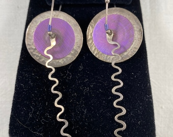 Titanium And Sterling Silver Avant Garde Artist Made Pierced Earrings