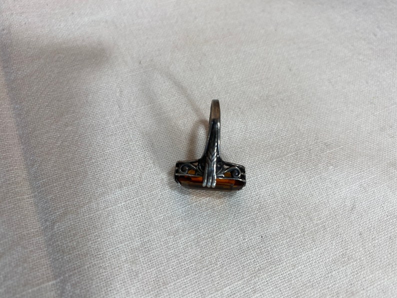 Victorian Amber Glass Sterling Silver Ring Size 4 34 ...