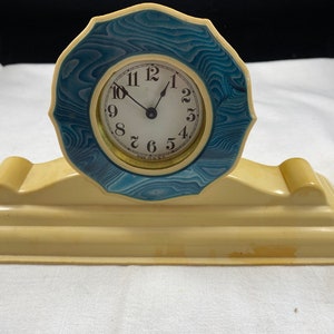 Wilcox Celluloid French Ivory Vanity Clock