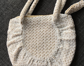 White Beaded 1930's-40's Handbag